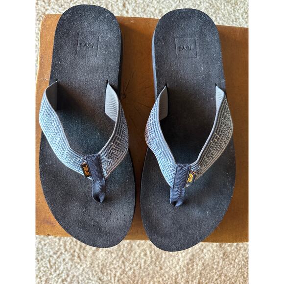 Teva S/N 4168 FB1121J Blue Gray White Strap Foam Men's Size 12 Flip Flops - Picture 2 of 7